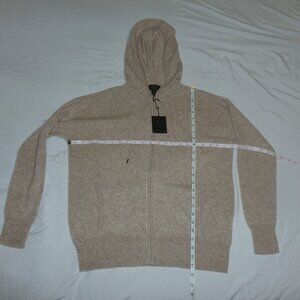 Charter Club Cashmere Long Sleeve Zip Up Hoodie Zipper M Pearl Taupe Cream NWT